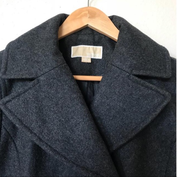 Michael Kors Grey Wool Blend Pea Coat - Picture 2 of 15
